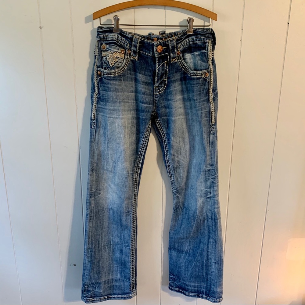 Men’s Rock Revival Medium Wash Distressed Jeans